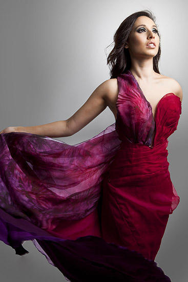 Red flowing dress