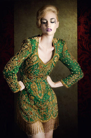 Green beads dress