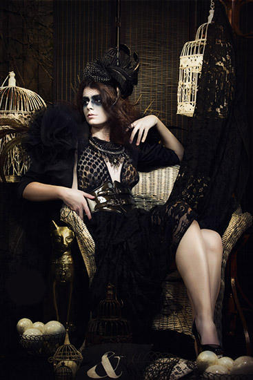 Grunge Black and White Birdcages shot in studio with viktoria novak